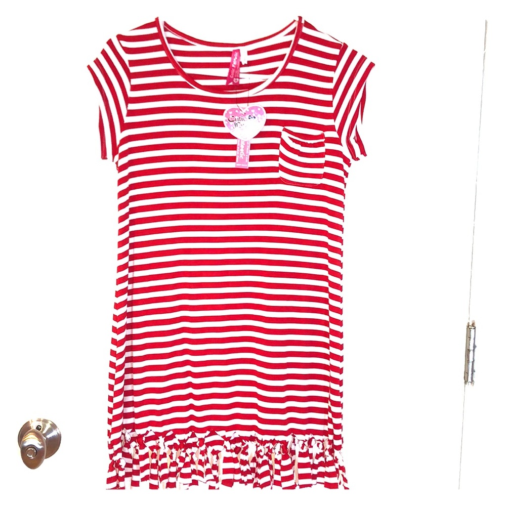 GIRLS Cutie Patootie Red and White Striped Dress